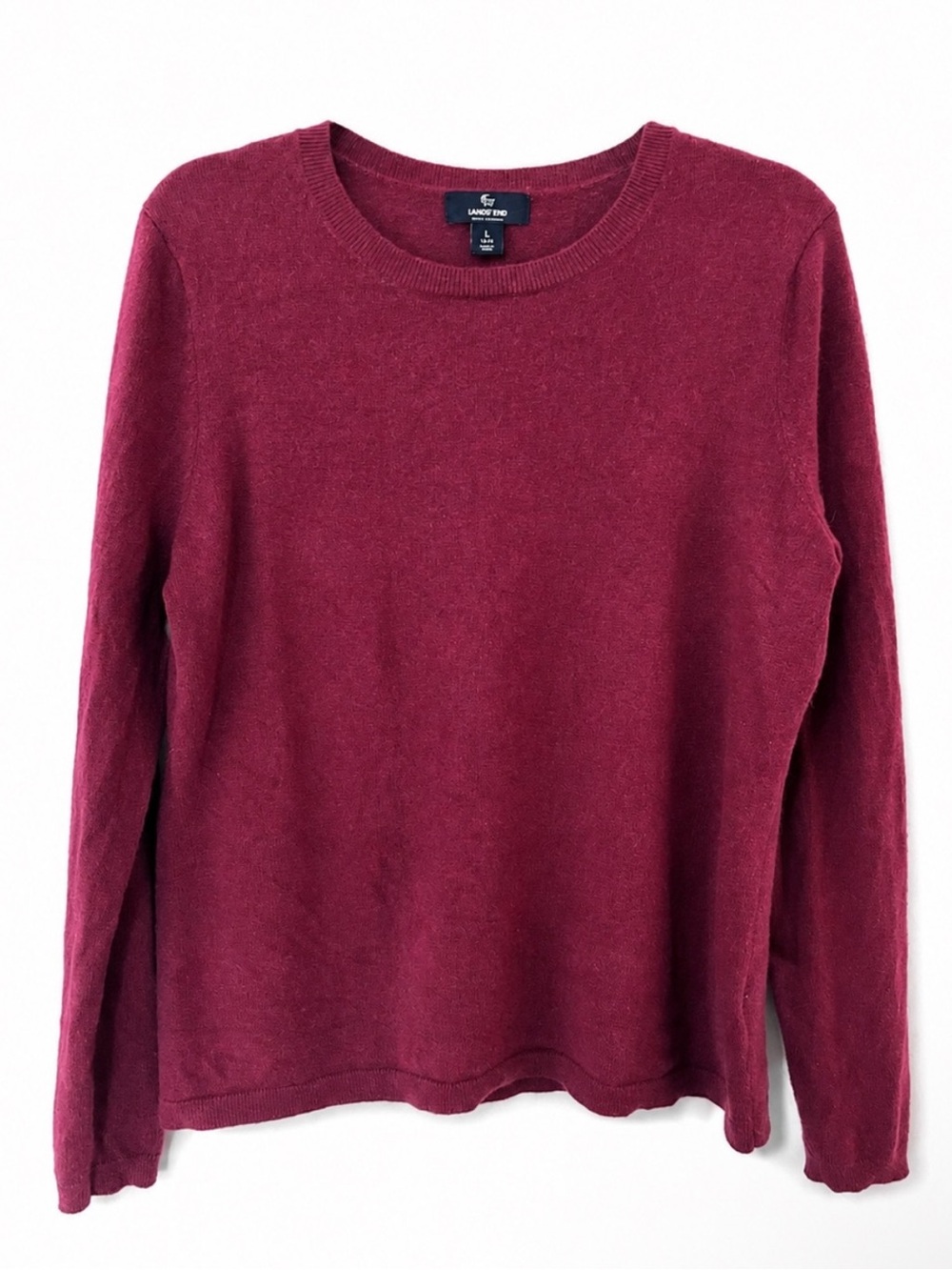 ⛱️🔥Lands' End - Burgundy 100% Cashmere Crewneck Sweater - L
